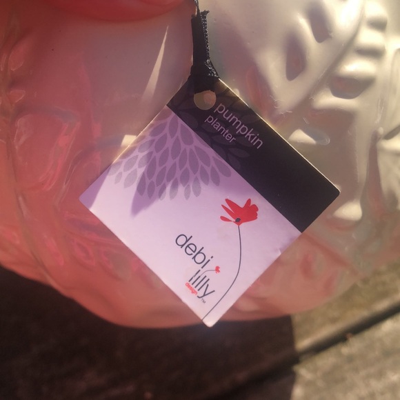 Debi Lilly Pumpkin Ceramic Planter Fall Autumn Thanksgiving 4 1/4" x 6 1/2" - Picture 2 of 5